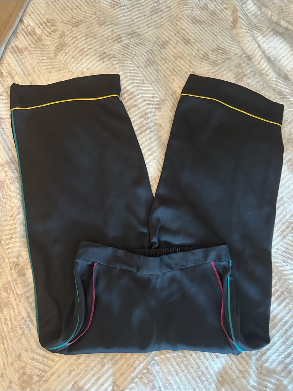 BCBGeneration Black Joggers with Yellow, Teal and Pink Piping